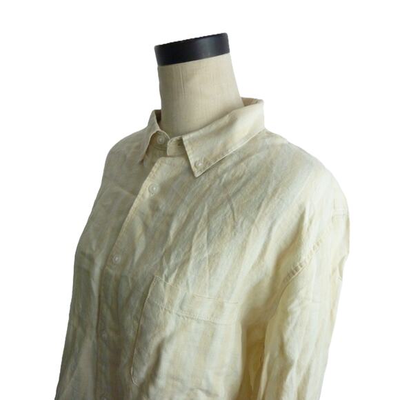 NWT Everlane Linen Shirt Button Down Top Size L Striped Blush Pink - Picture 4 of 6